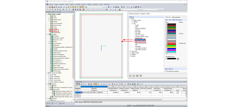 Vlastnosti zobrazení pro obrys průřezu