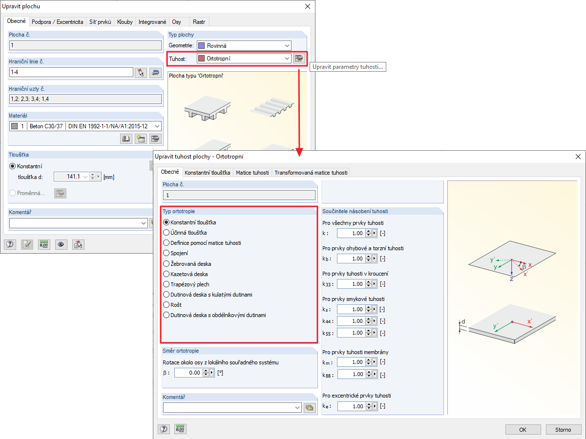 Zadání ortotropních ploch