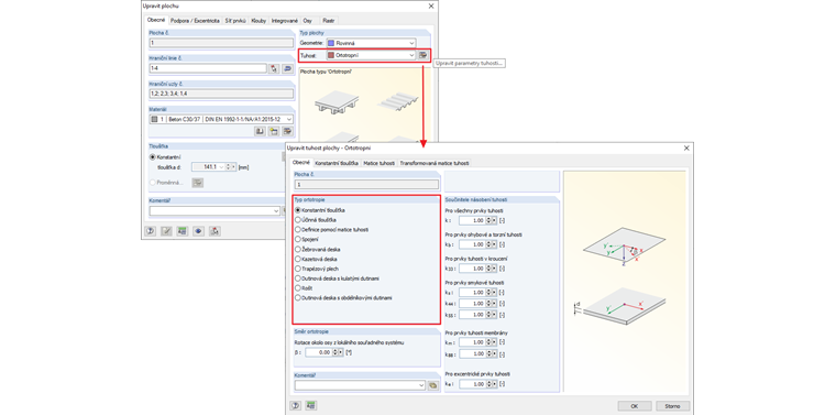 Zadání ortotropních ploch
