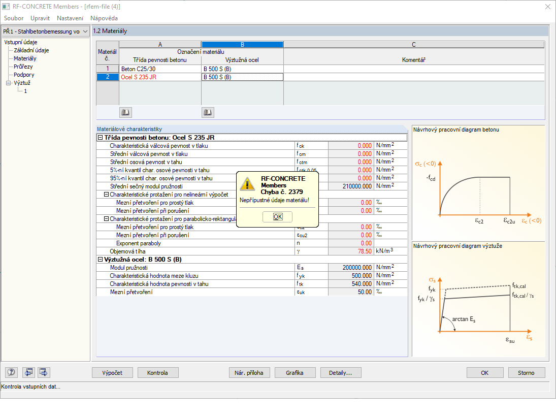 Zpráva č. 2379 - Neplatná materiálová data!