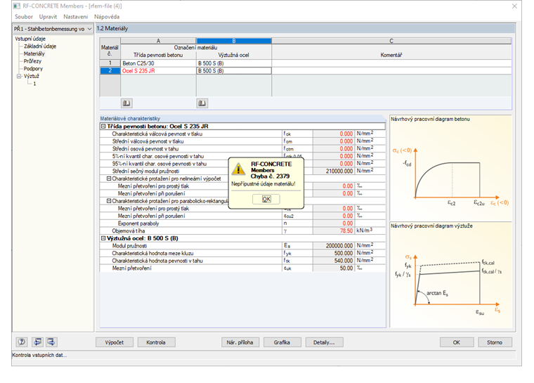 Zpráva č. 2379 - Neplatná materiálová data!