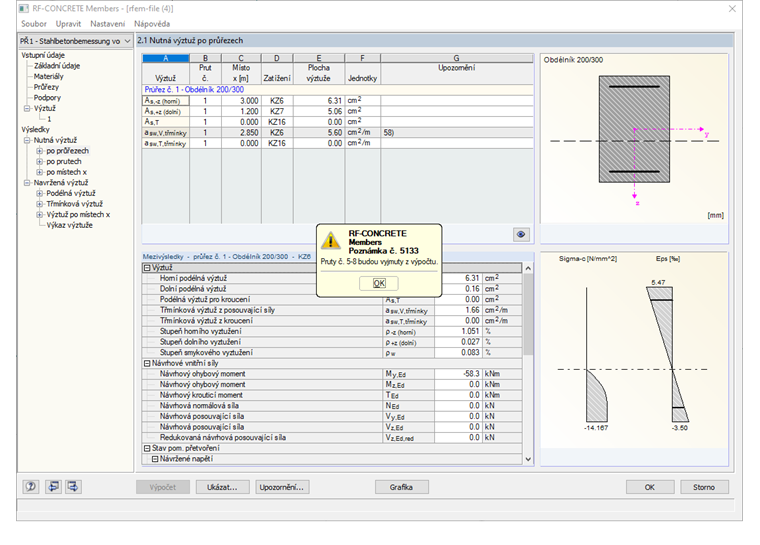 Poznámka č. 5133 - Pruty vyloučeny z výpočtu