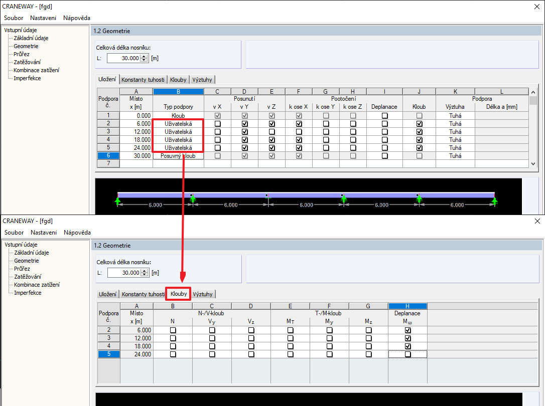 Uživatelsky definované klouby