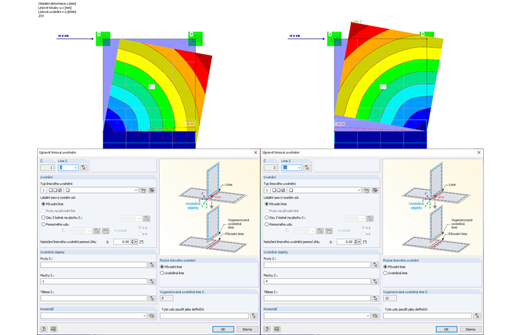 Liniové uvolnění a grafika deformace