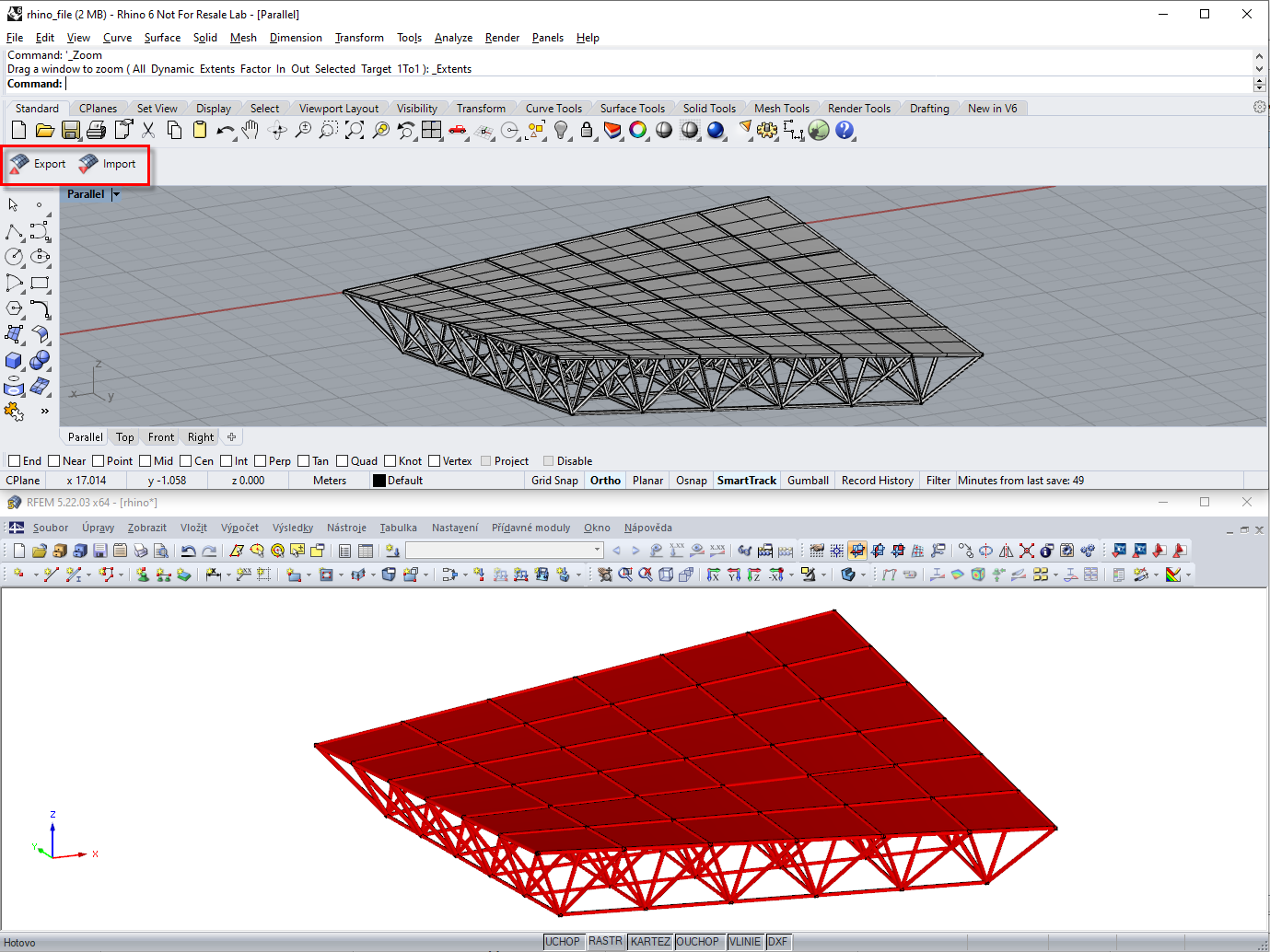 Panel nástrojů Dlubal