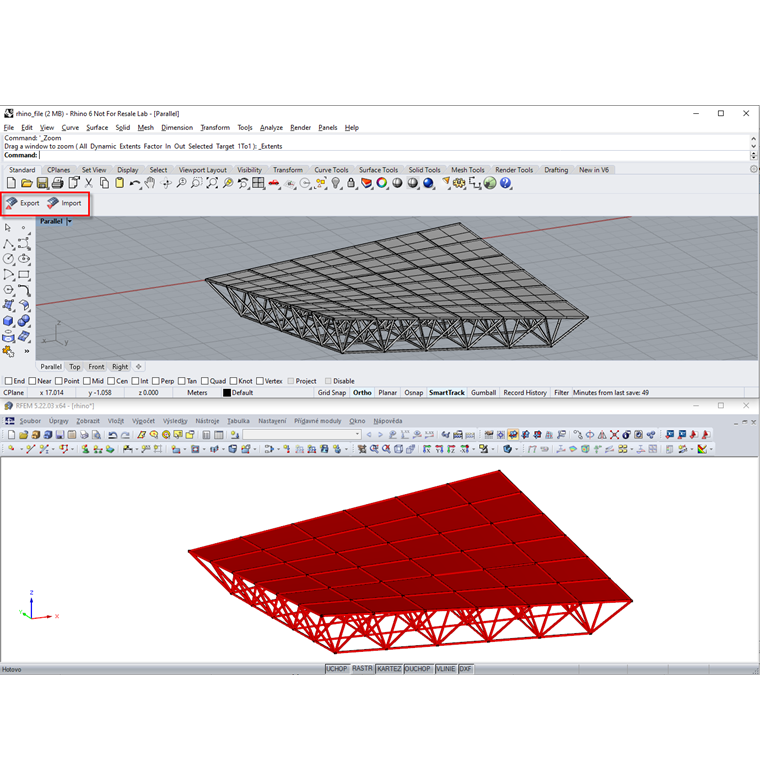Panel nástrojů Dlubal