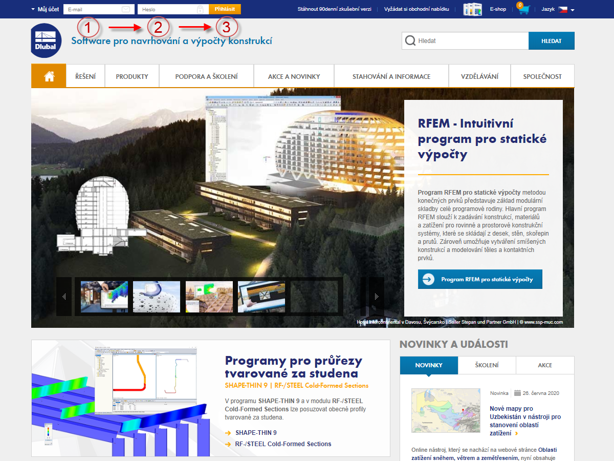 Přihlášení k účtu Dlubal