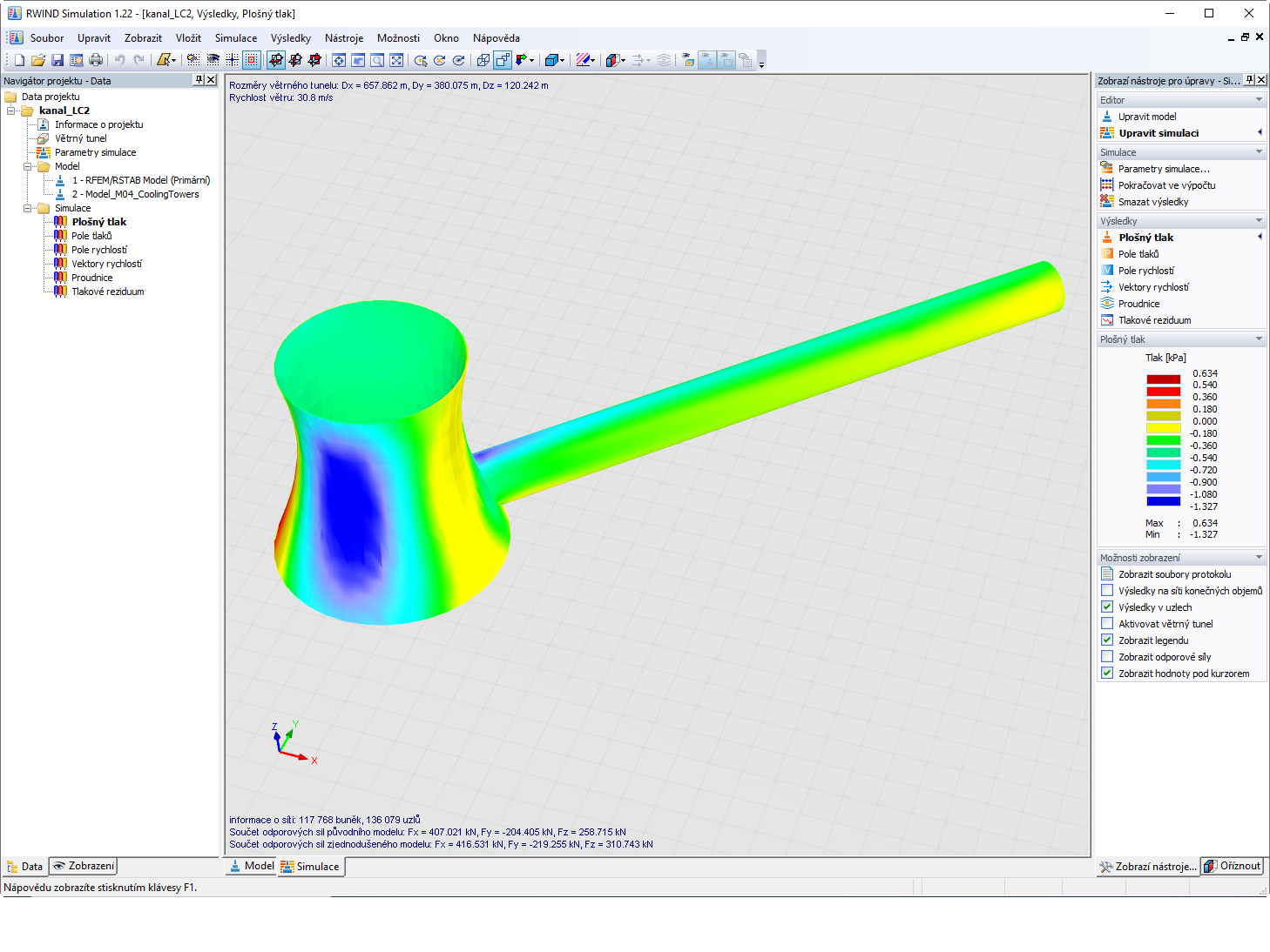Výsledek na hlavním a sousedním modelu