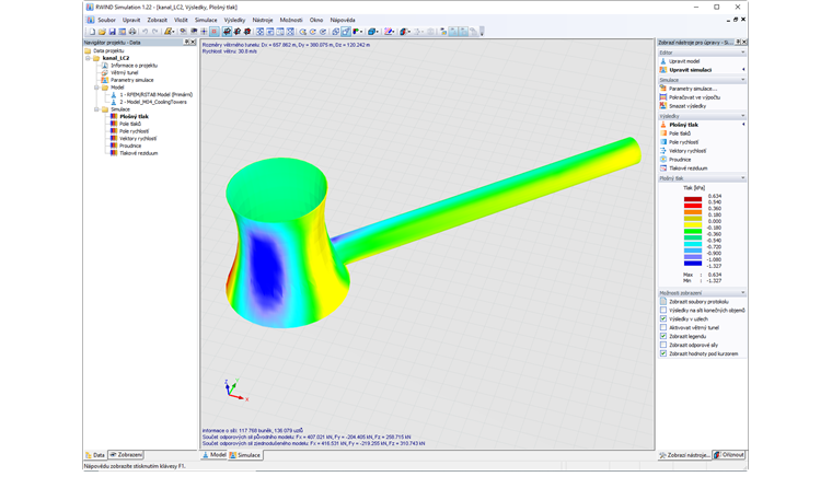 Výsledek na hlavním a sousedním modelu