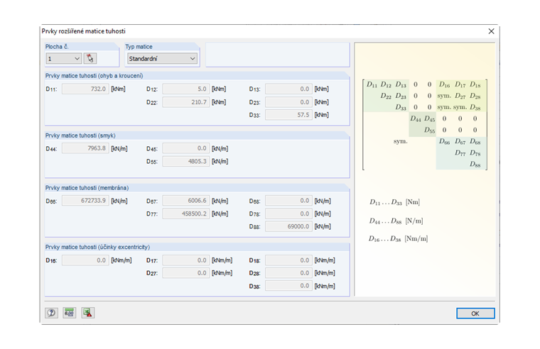 Matice tuhosti v LAMINATE