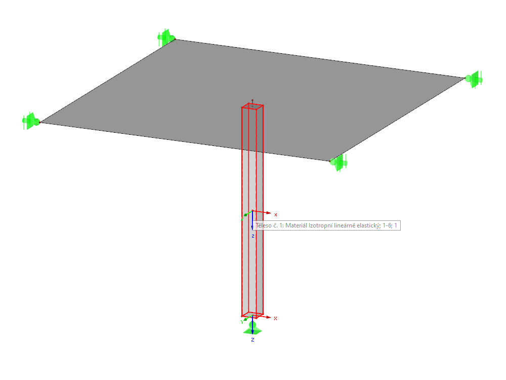 Sloup modelovaný v programu RFEM jako „těleso“
