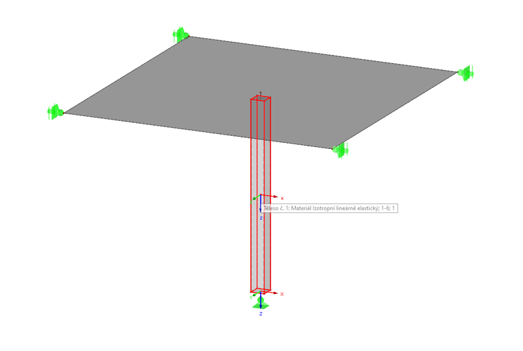 Sloup modelovaný v programu RFEM jako „těleso“