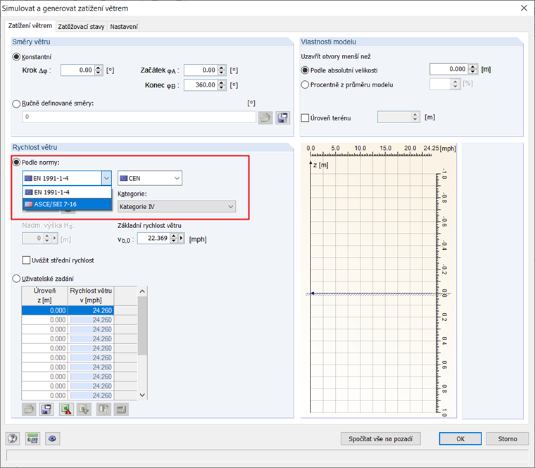 RWIND Simulation - Standardy profilu větru
