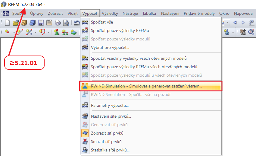 Simulovat a generovat zatížení větrem