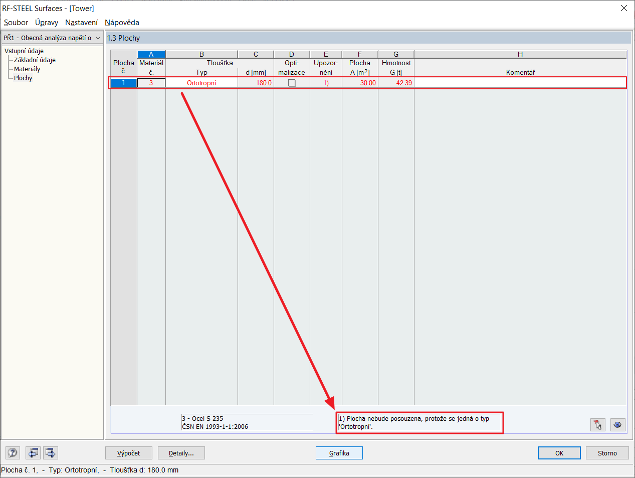 Ortotropní plochu v modulu RF-STEEL Surfaces nelze zadat