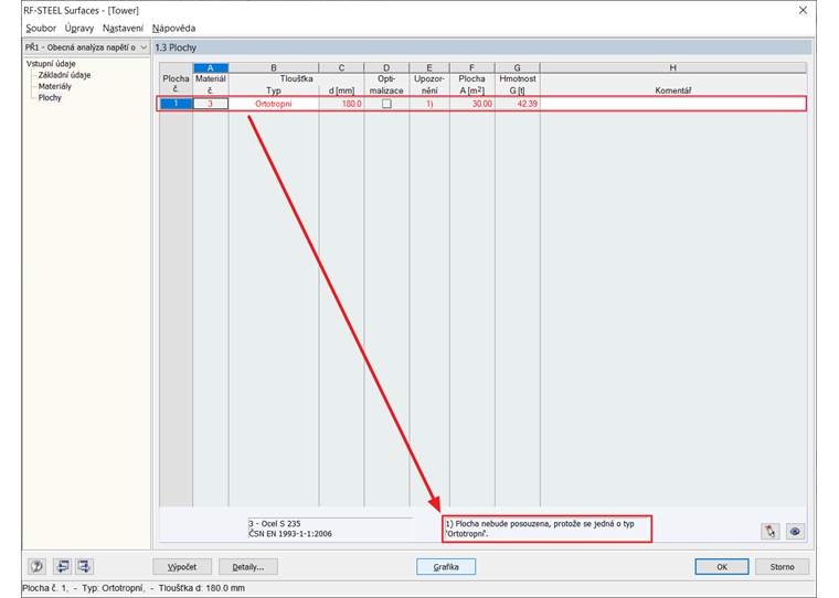 Ortotropní plochu v modulu RF-STEEL Surfaces nelze zadat