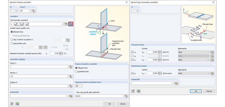 Možné zadání spojení mezi fasádními plochami a prvky primární konstrukce