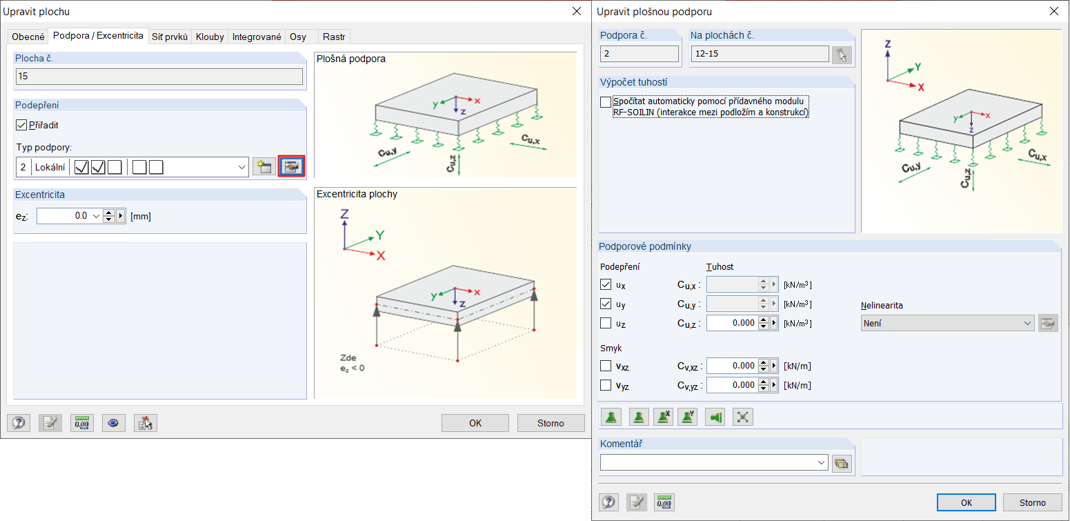 Podepření fasádních ploch