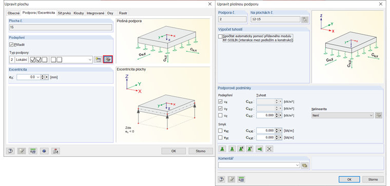 Podepření fasádních ploch
