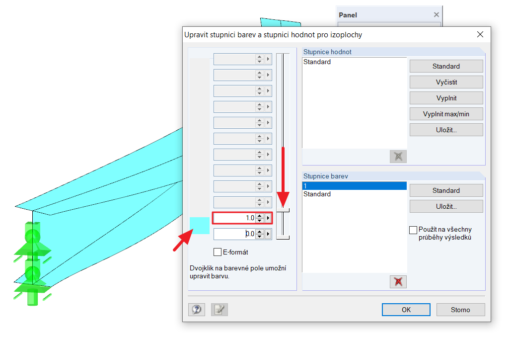 Jednobarevné zobrazení výsledků na plochách