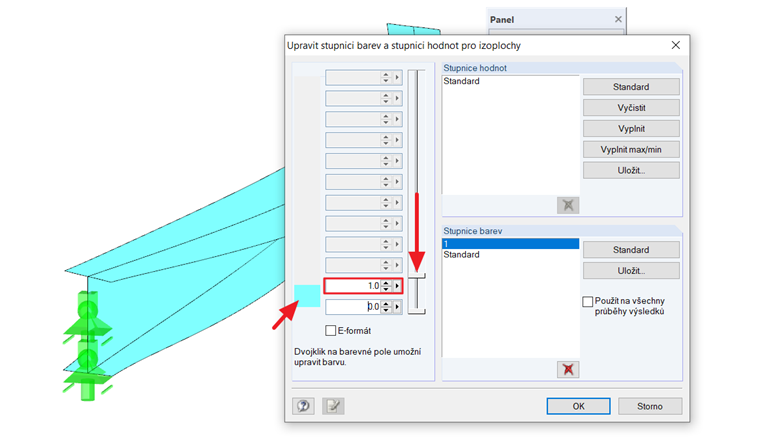 Jednobarevné zobrazení výsledků na plochách
