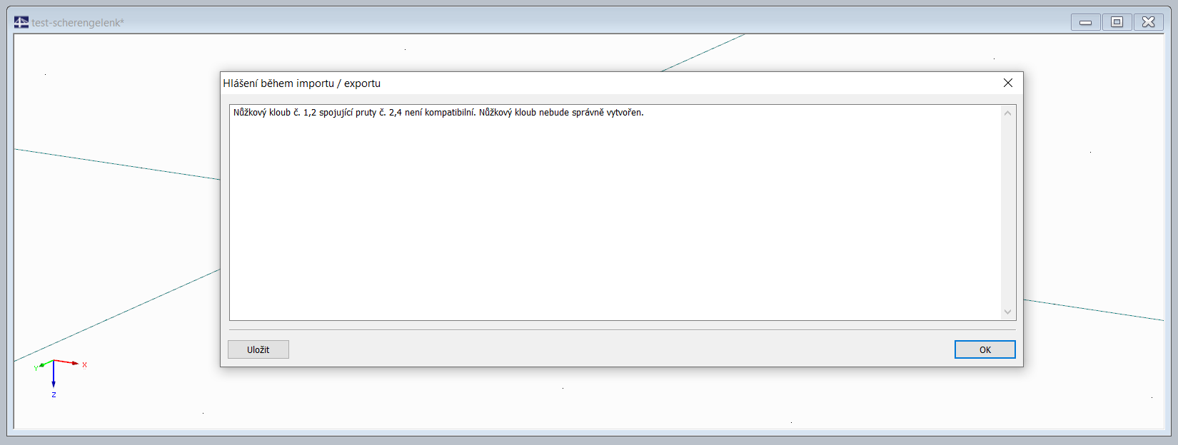 Upozornění na nesprávně definované nůžkové klouby