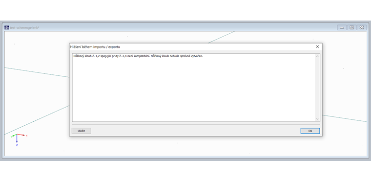 Upozornění na nesprávně definované nůžkové klouby