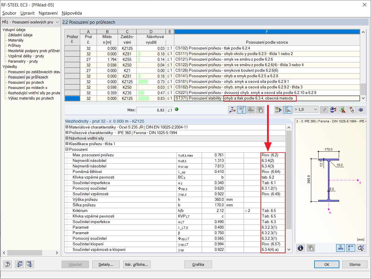 Posouzení podle rovnice