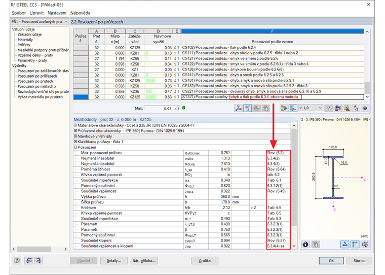 Posouzení podle rovnice