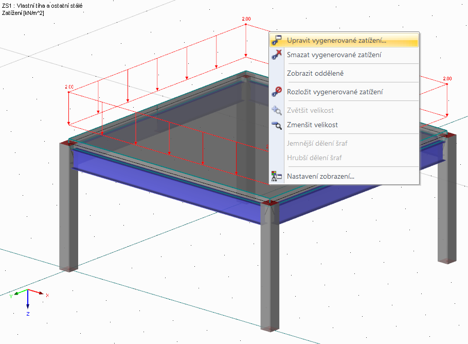 Živé zatížení - Upravit součinitel