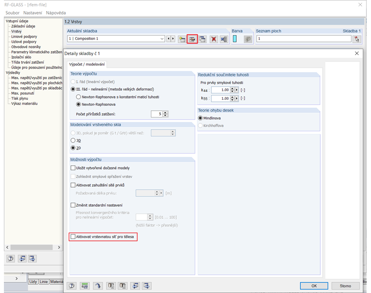 Detaily pro skladbu - vrstevnatá síť pro tělesa