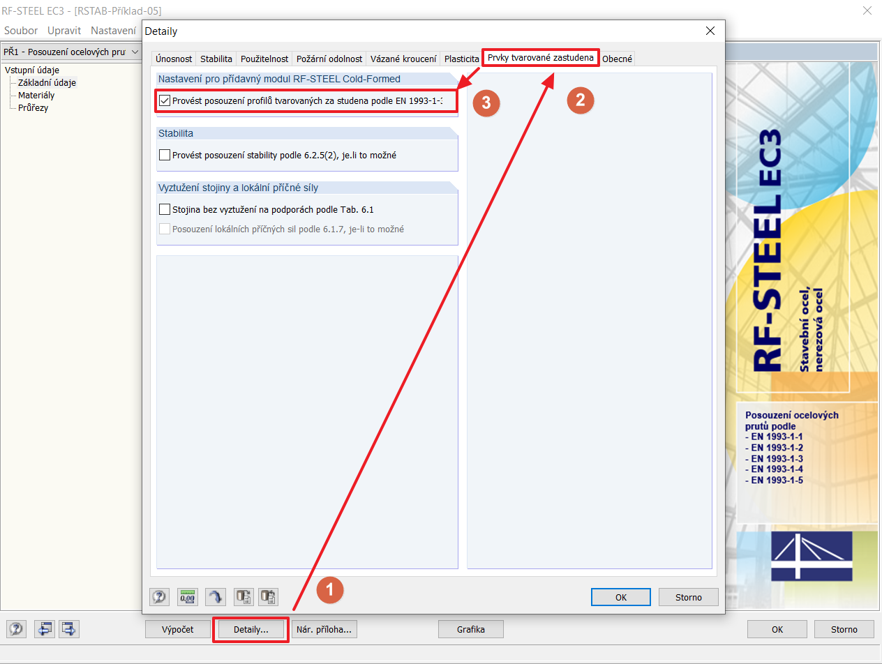 Aktivace rozšíření modulu RF-/STEEL Cold-Formed Sections