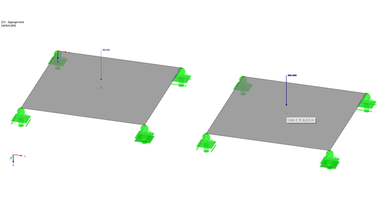 Last als "Freie Einzellast" und "Knotenlast"