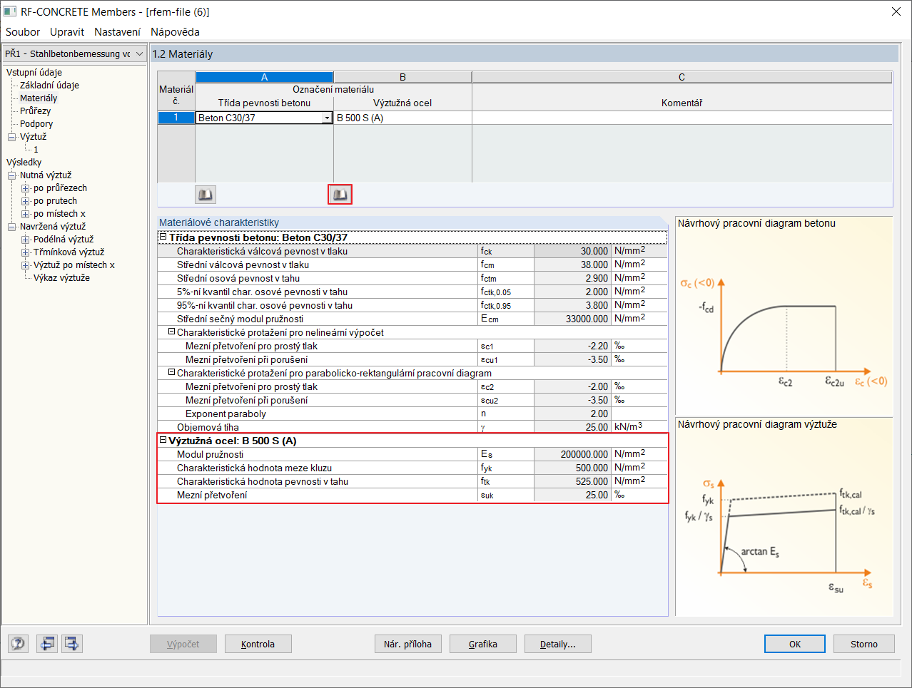 Pevnost v tahu f_tk se stoupající větví pracovního diagramu