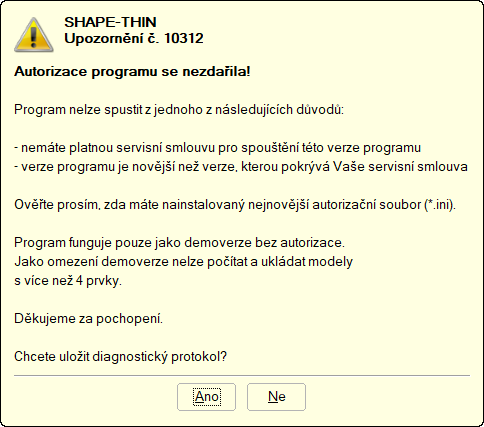 SHAPE-THIN upozornění