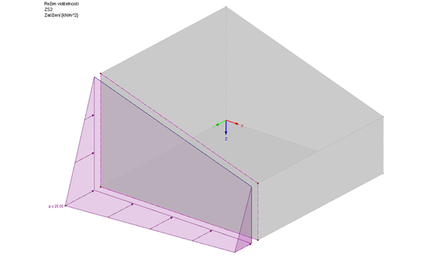 Zobrazení aplikovaného volného polygonového zatížení