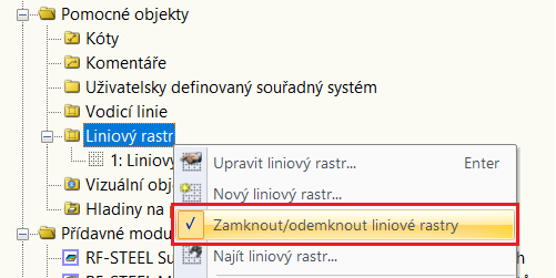 Liniový rastr je zamknutý