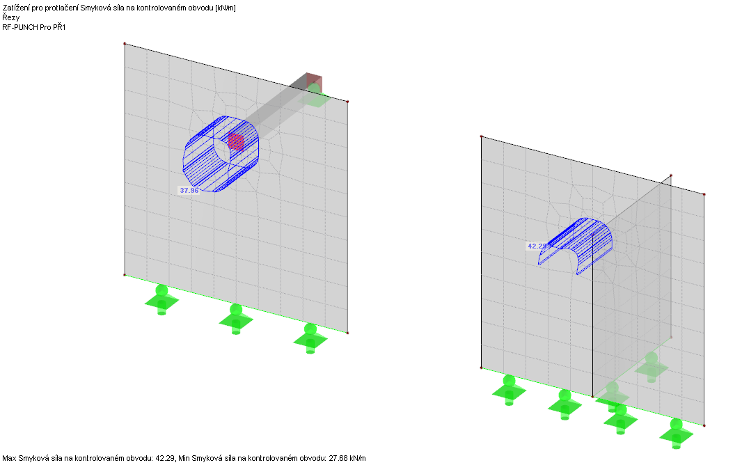 Posouzení na protlačení na svislých stěnách