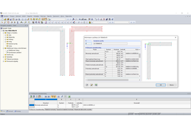 Průřez z několika nespojených dílčích průřezů