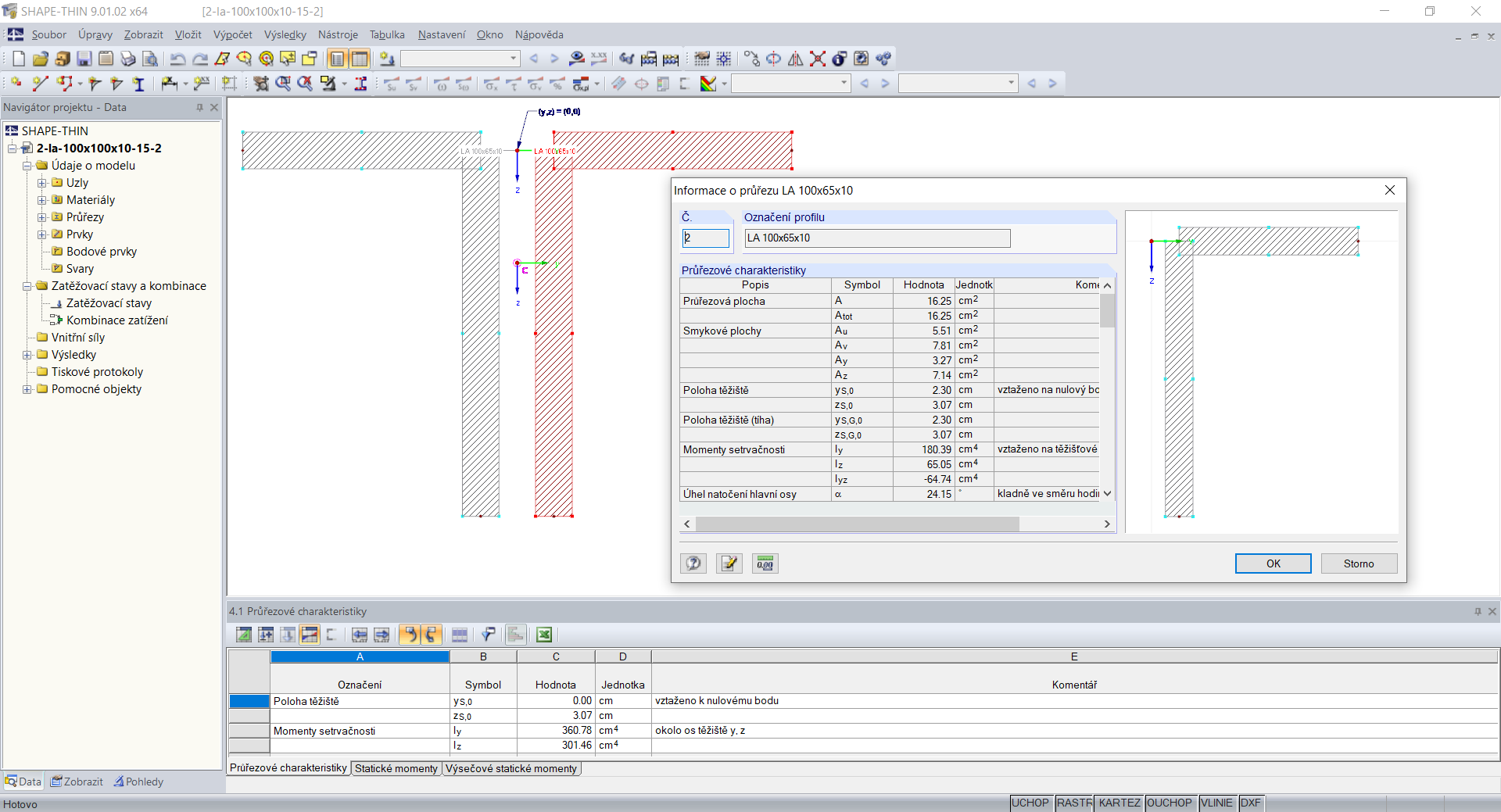 Průřez z několika spojených dílčích průřezů