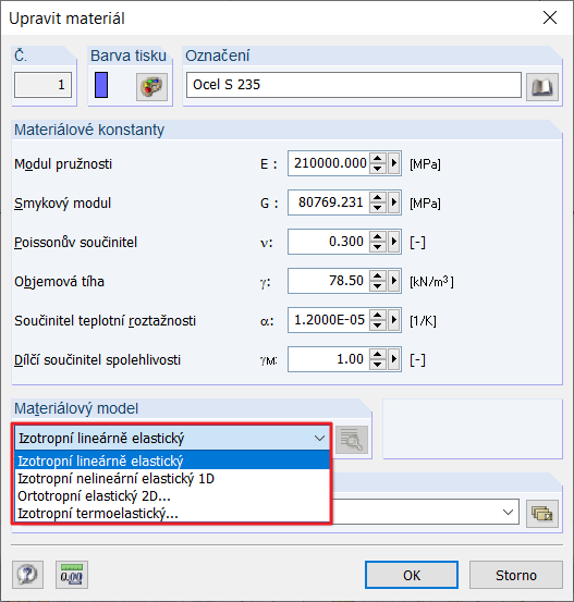 Materiálové modely v prostředí 2D