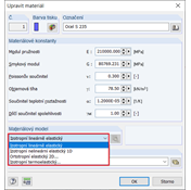 Materiálové modely v prostředí 2D