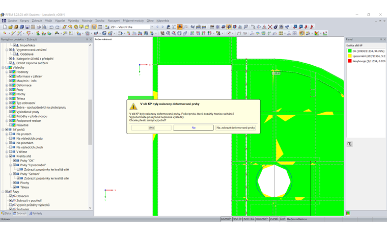 Byly nalezeny deformované prvky, graficky je ale nelze rozeznat