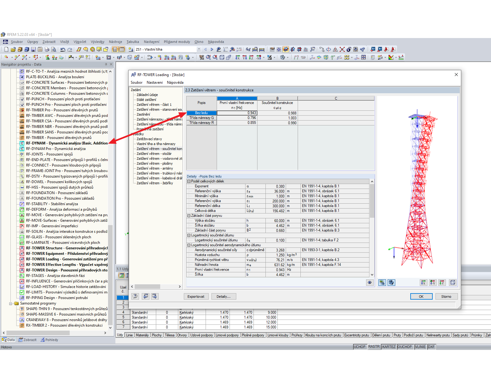 Stanovení součinitele konstrukce