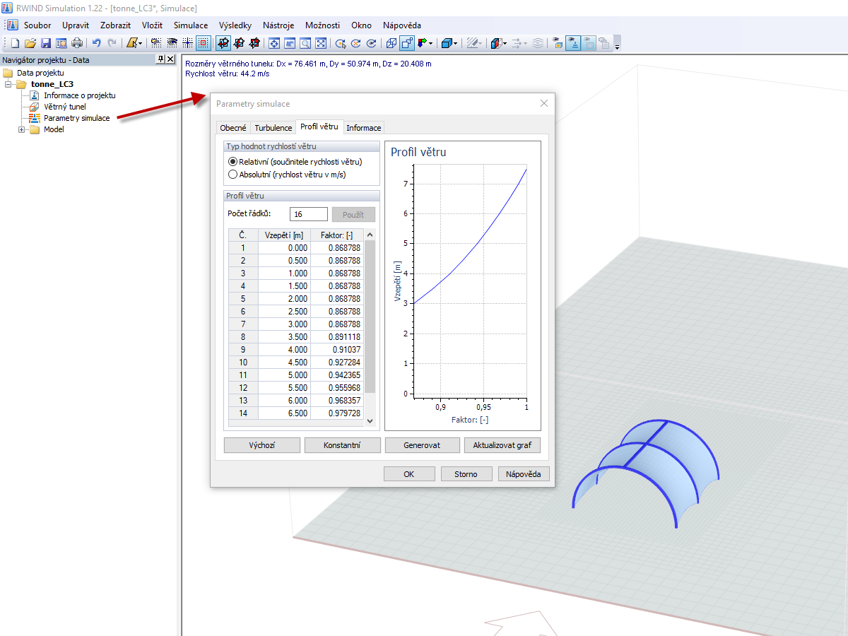 Nastavení v programu RWIND Simulation