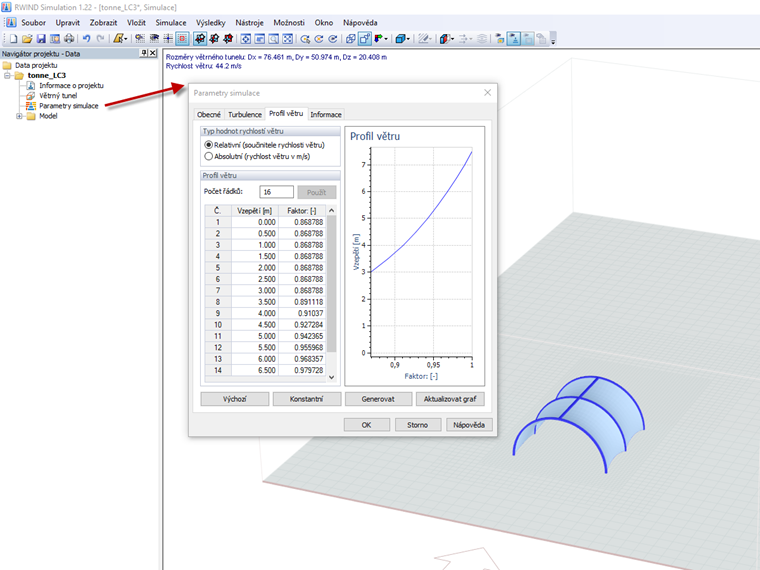 Nastavení v programu RWIND Simulation