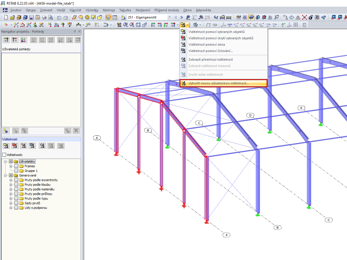 Tlačítko "Vytvořit novou uživatelskou viditelnost"