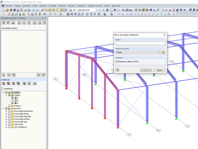 dialog "Nová uživatelská viditelnost"