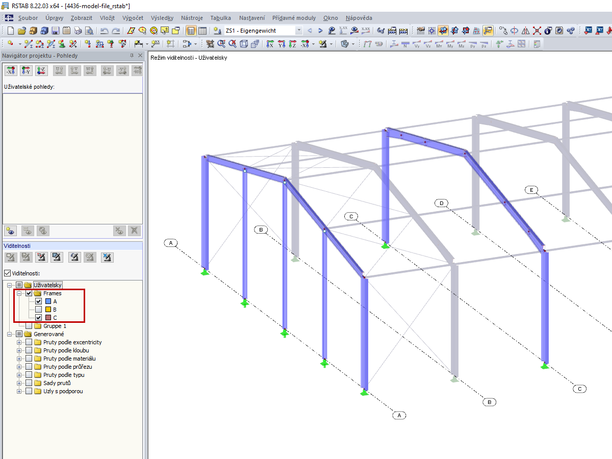 Uživatelské viditelnosti v navigátoru projektu - Pohledy