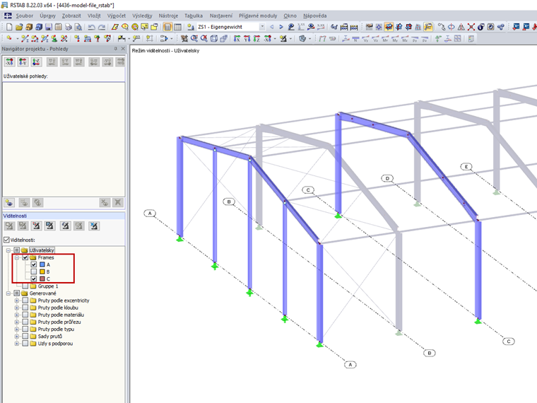Uživatelské viditelnosti v navigátoru projektu - Pohledy